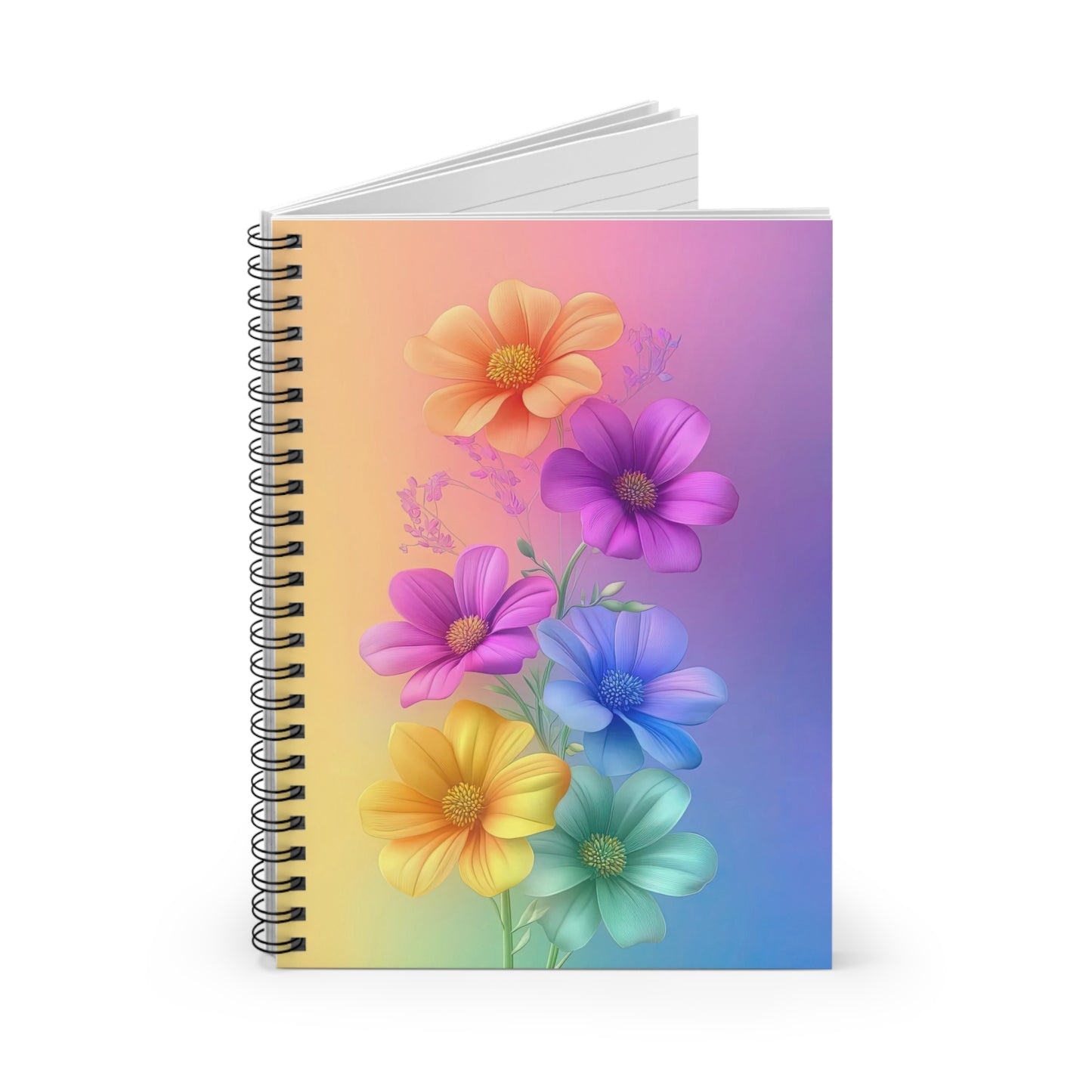 Colorful Floral Spiral Notebook 6" x 8" – Flower Design