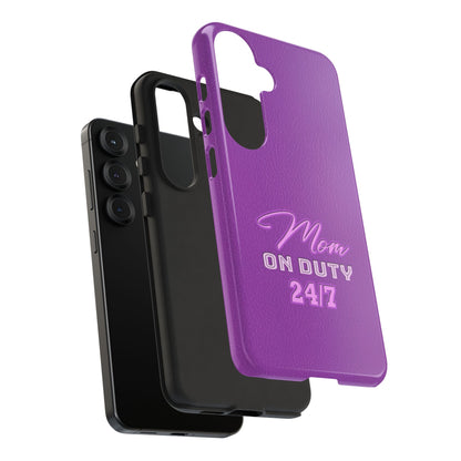 Mom On Duty Impact-Resistant Case, Purple Case for Mothers