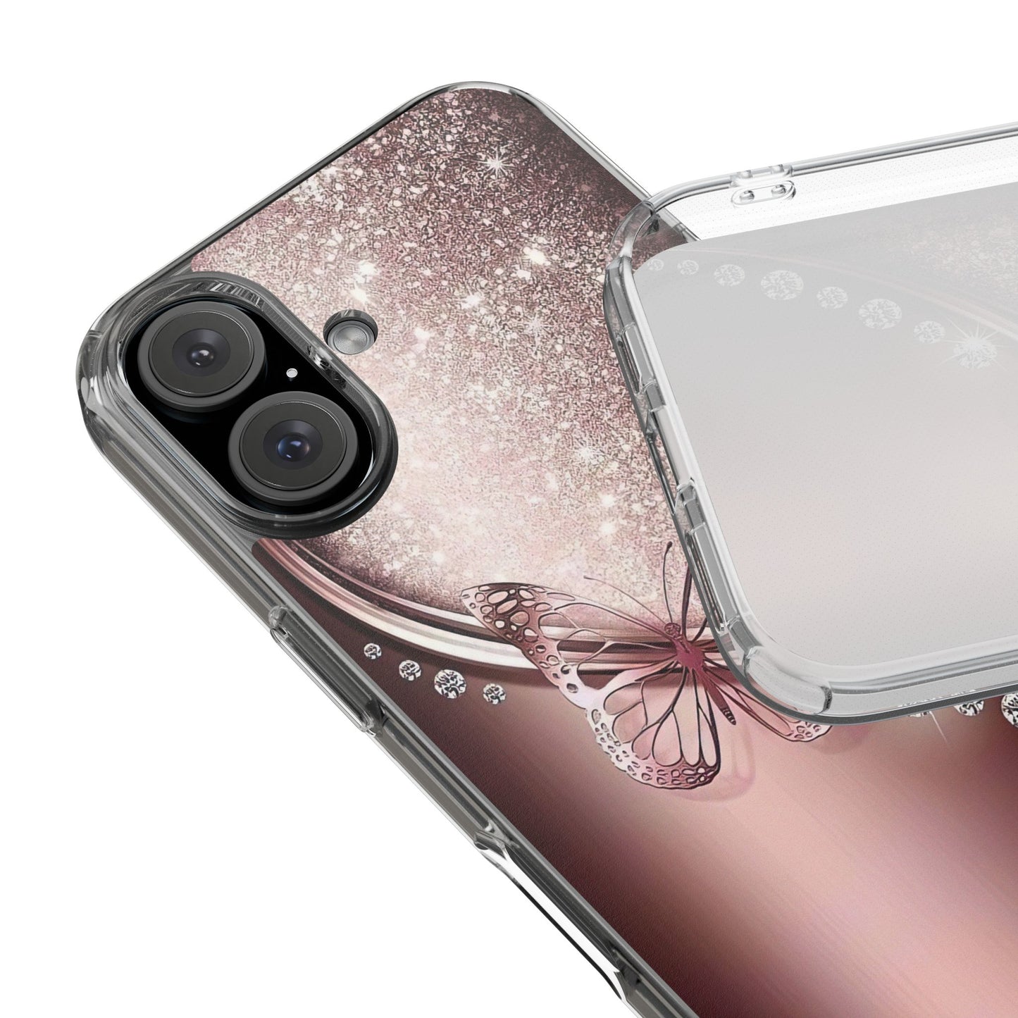 Elegant Butterfly Clear Case, Stylish Transparent Protective Cover for Women