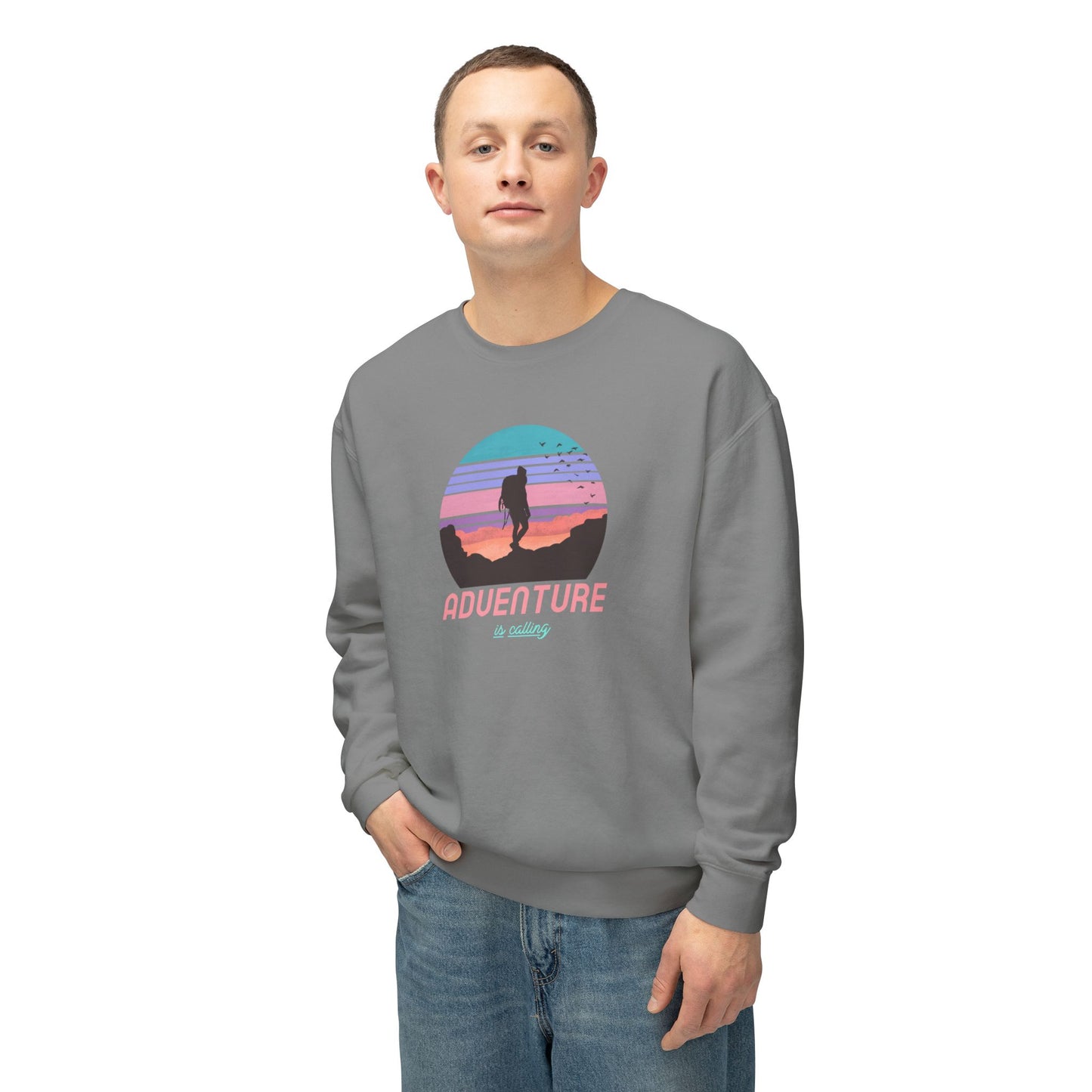 Adventure Is Calling Unisex Lightweight Crewneck Sweatshirt