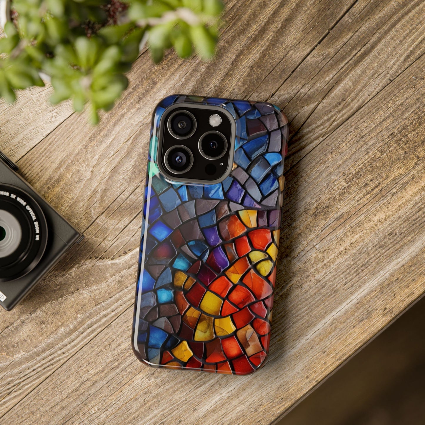 Stained Glass Impact-Resistant Phone Case, Colorful Phone Cover