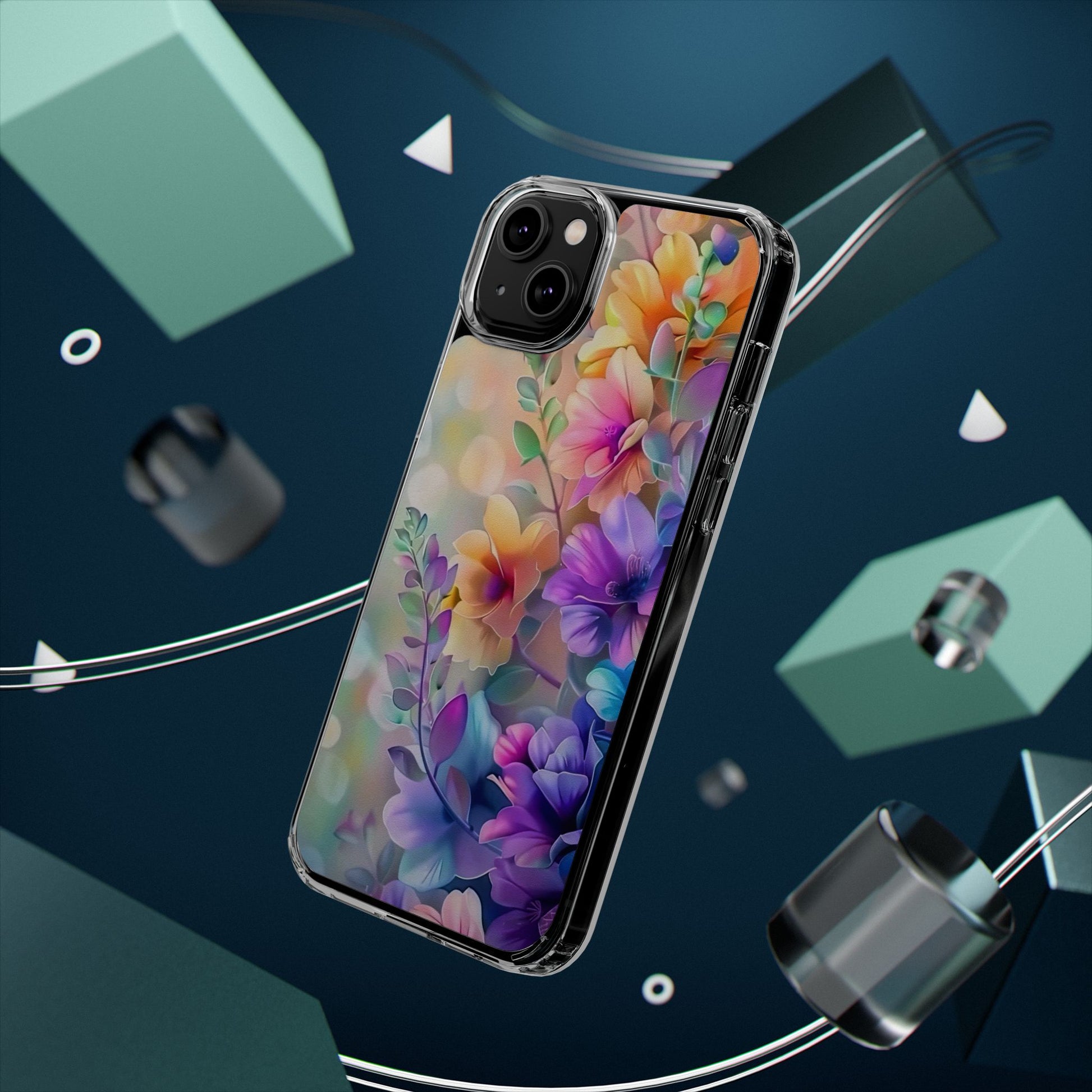 Floral Clear Phone Case -  Colorful Spring Design