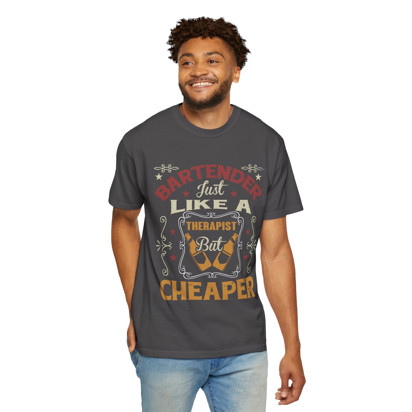 Bartender T-Shirt - Just Like a Therapist, Funny Unisex Tee