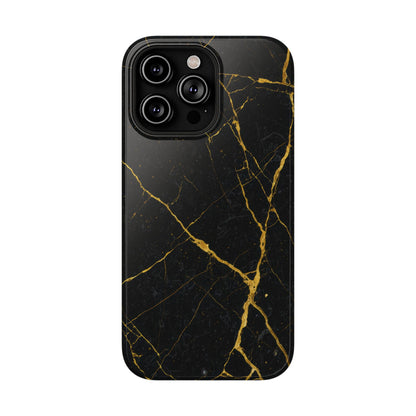 Black Marble with Gold Veins Impact-Resistant iPhone