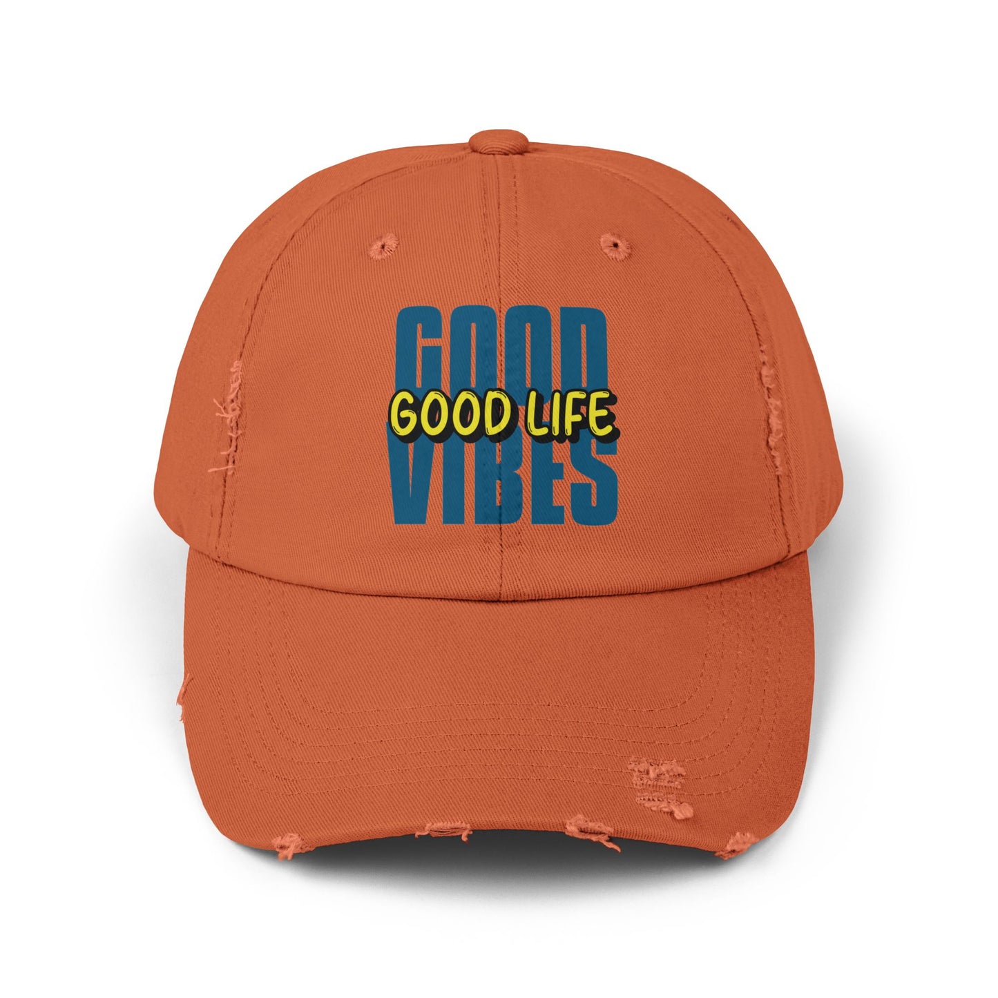 Good Vibes Good Life Unisex Distressed Cap