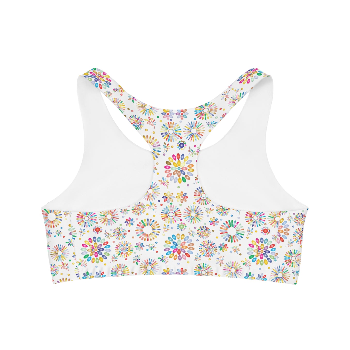 Vibrant Vibes Seamless Sports Bra (AOP) / White