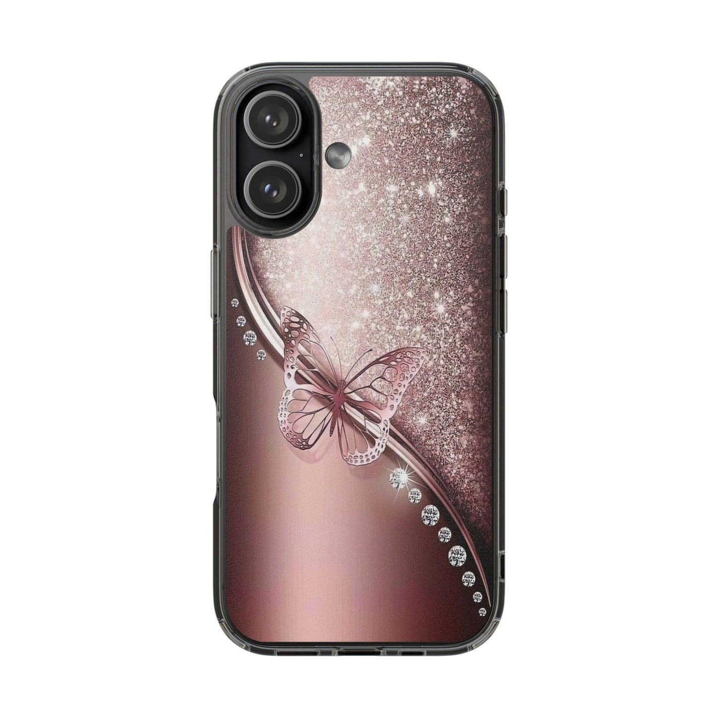 Elegant Butterfly Clear Case, Stylish Transparent Protective Cover for Women