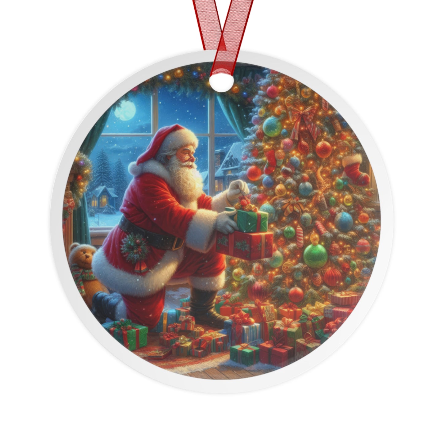 Holiday Magic: Santa's Presents Metal Ornaments, 2-Side Print