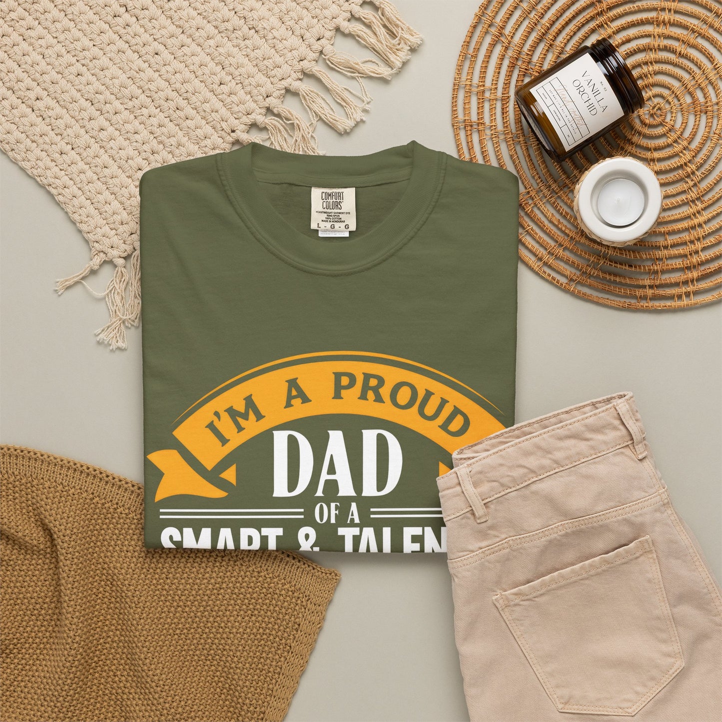 Proud Dad of a daughter T-Shirt - Garment-Dyed Tee for Father's Day