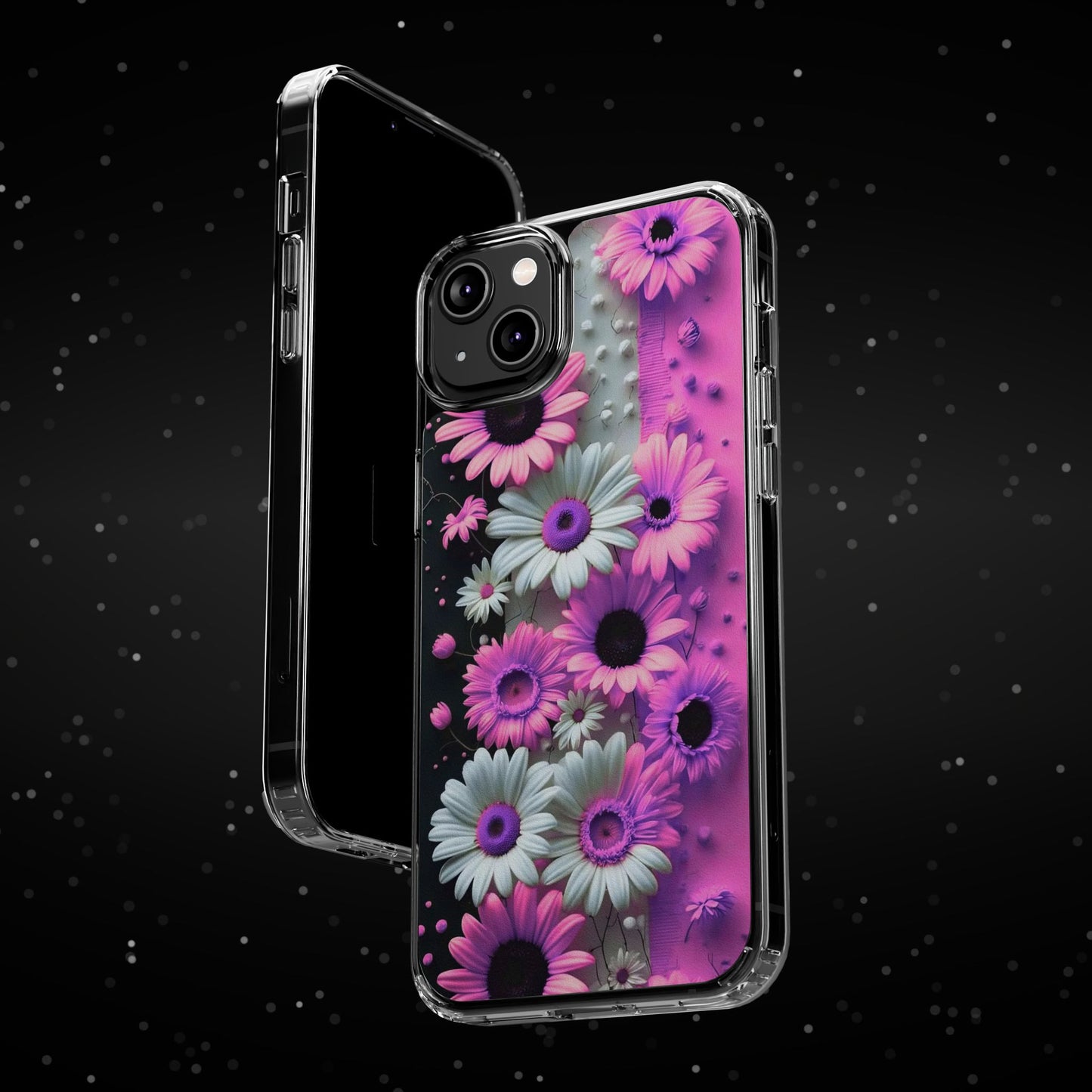 Floral Clear Phone Case – Pink Flower Design