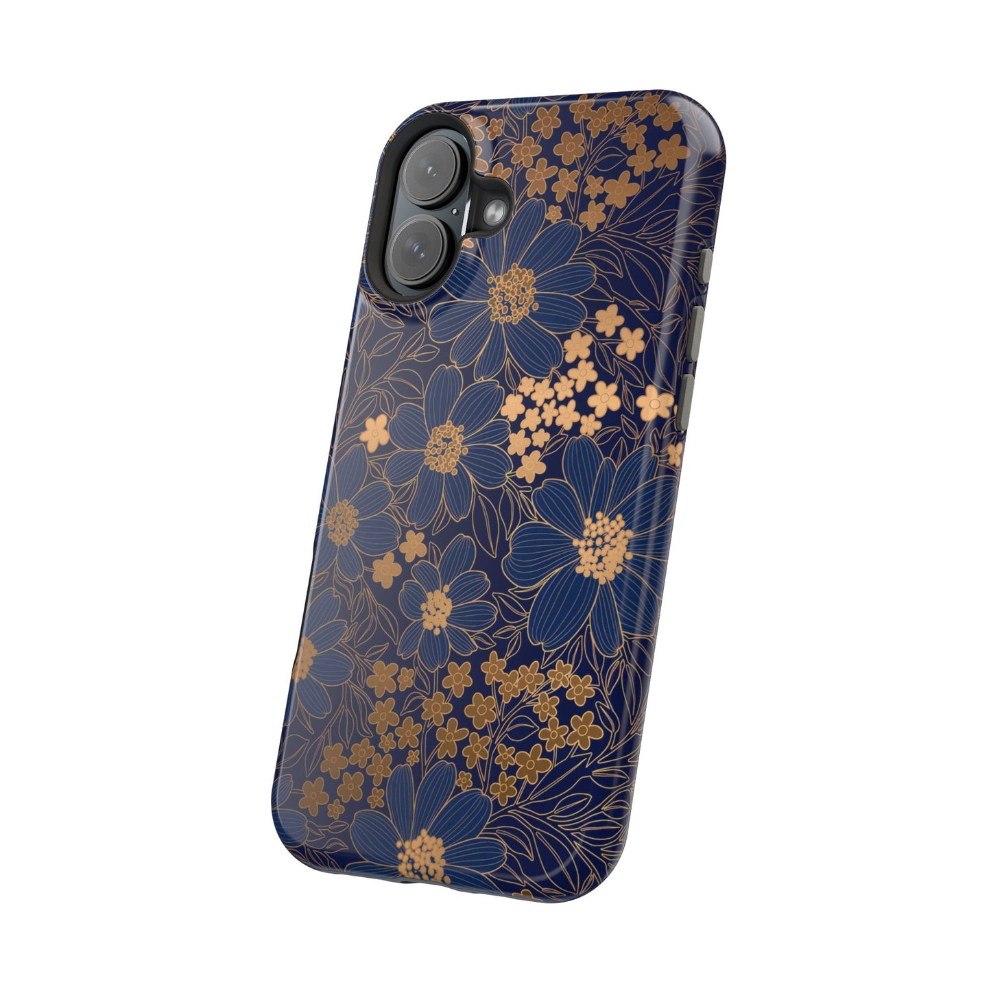 Luxury Serial Magnetic Phone Case, Golden Floral