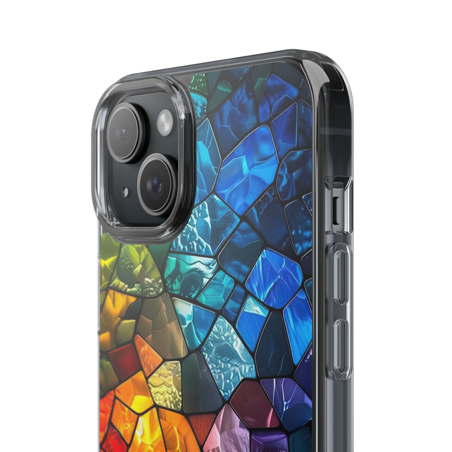Vibrant Clear Phone Case, Colorful Stained Glass Design