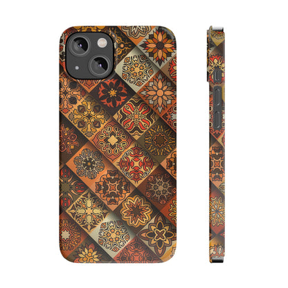 Aztec Geometric Slim Case, Boho Orange