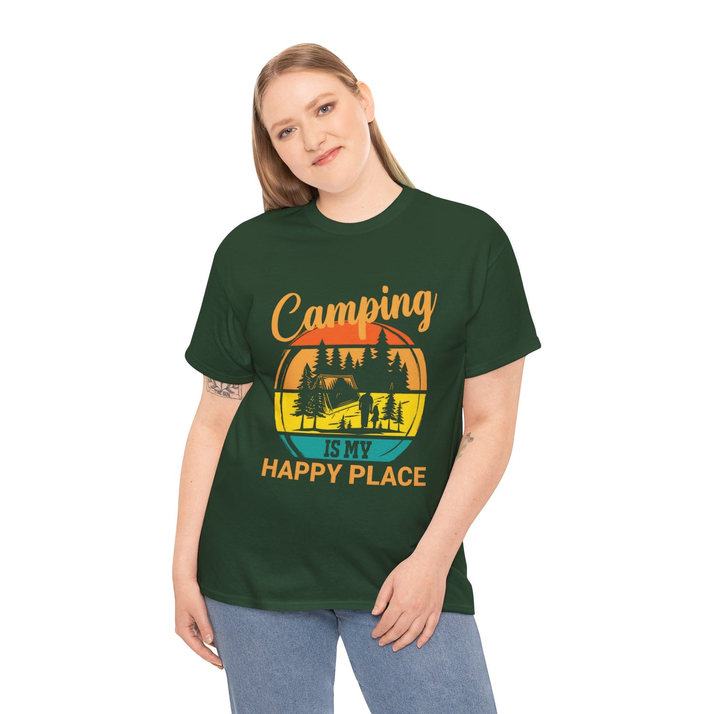 Camping Is My Happy Place Unisex Heavy Cotton Tee