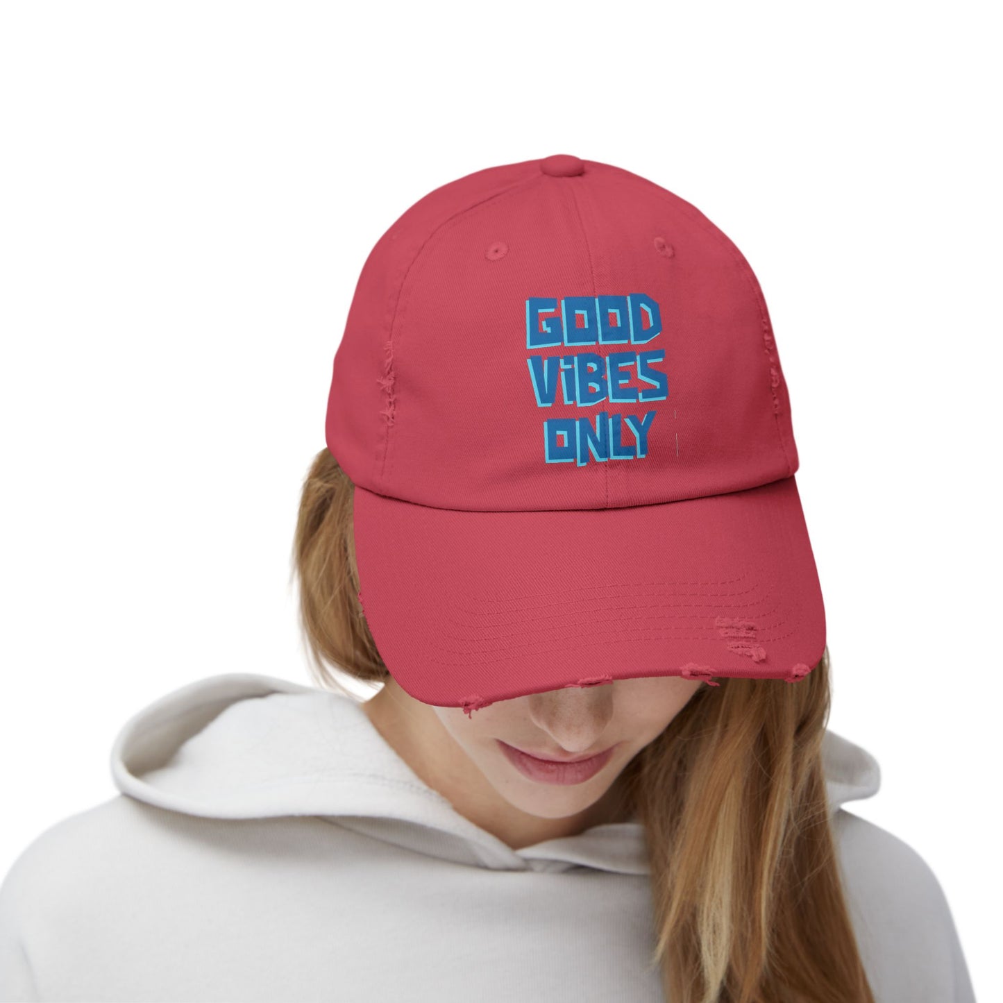 Good Vibes Only Unisex Distressed Cap