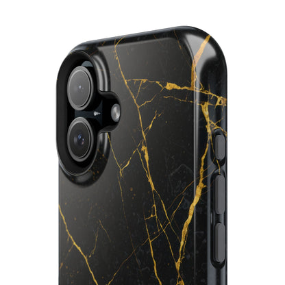 Black Marble with Gold Veins Impact-Resistant iPhone