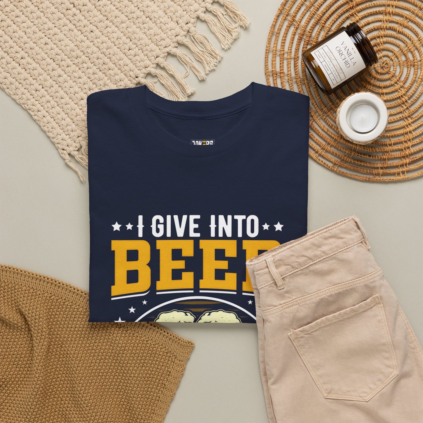 Funny Beer Slogan Tee, I Give Into Beer Pressure