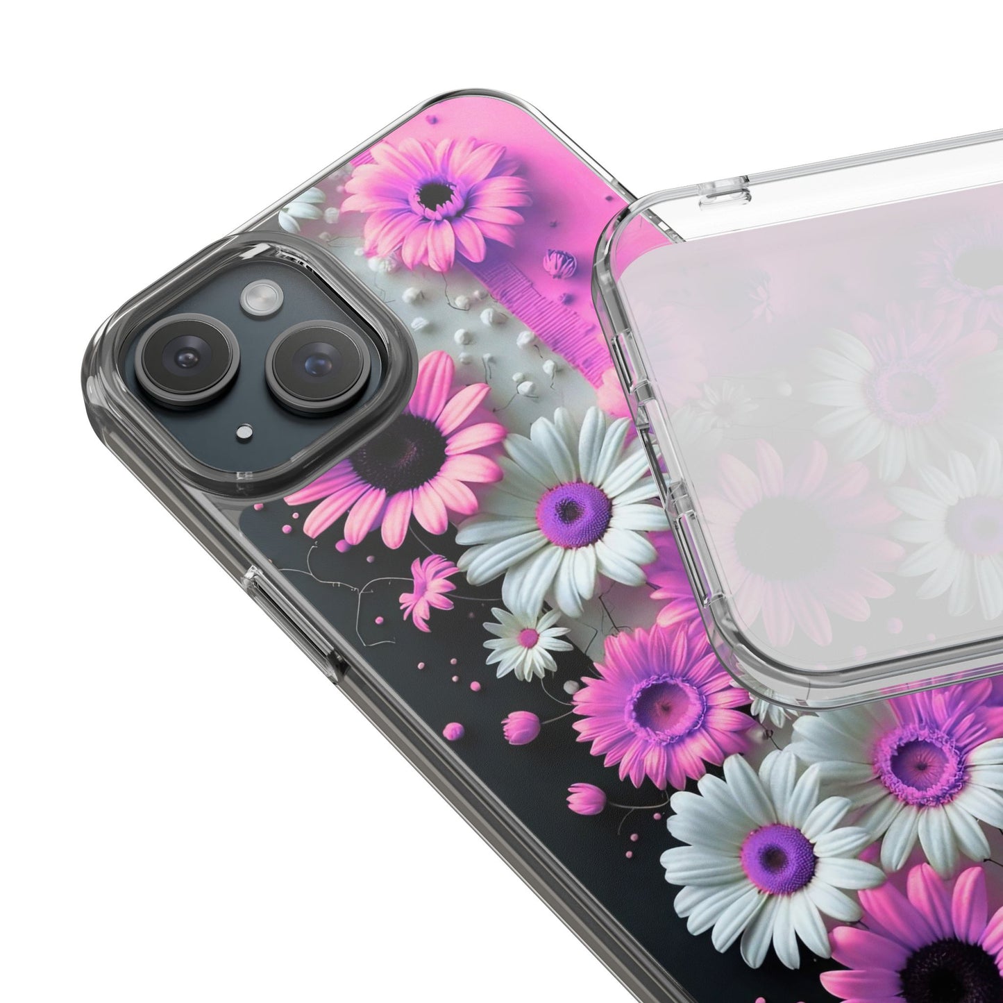 Floral Clear Phone Case – Pink Flower Design