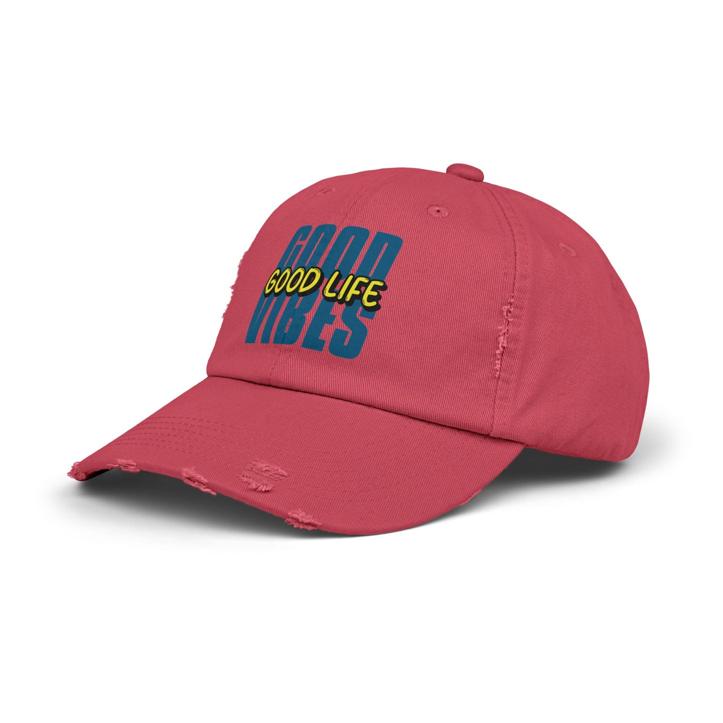 Good Vibes Good Life Unisex Distressed Cap