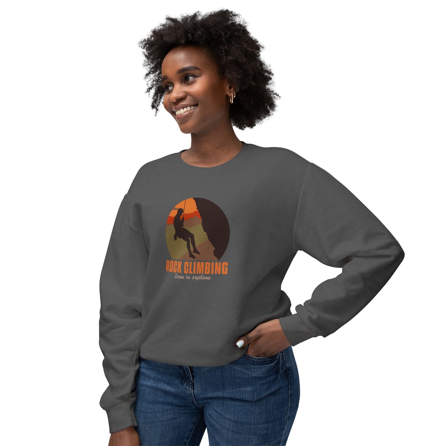 Rock Climbing Dare To Explore Unisex Lightweight Crewneck Sweatshirt