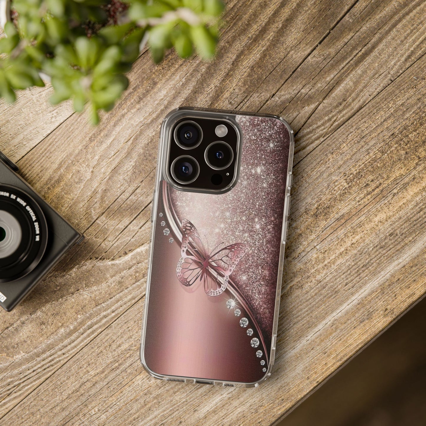 Elegant Butterfly Clear Case, Stylish Transparent Protective Cover for Women