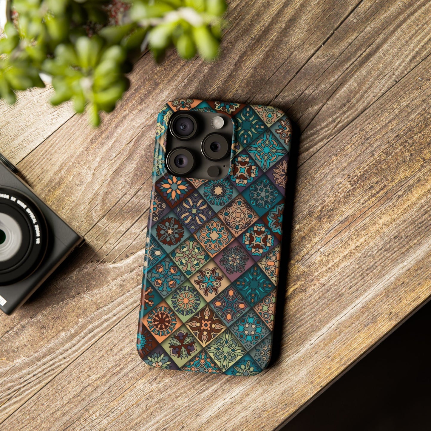 Aztec Geometric Slim Cases, Boho Blue
