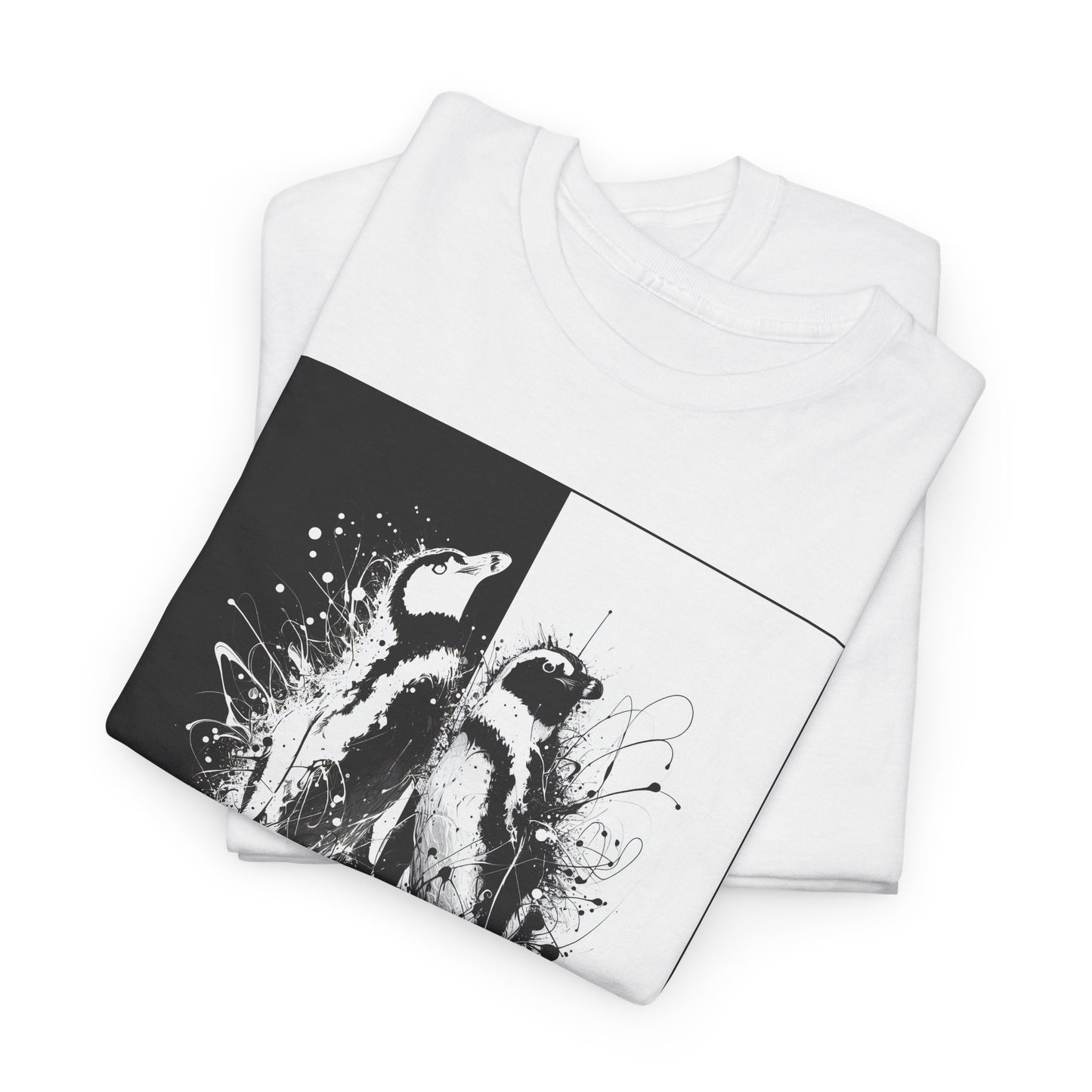 Black & White Penguins Unisex Heavy Cotton Tee