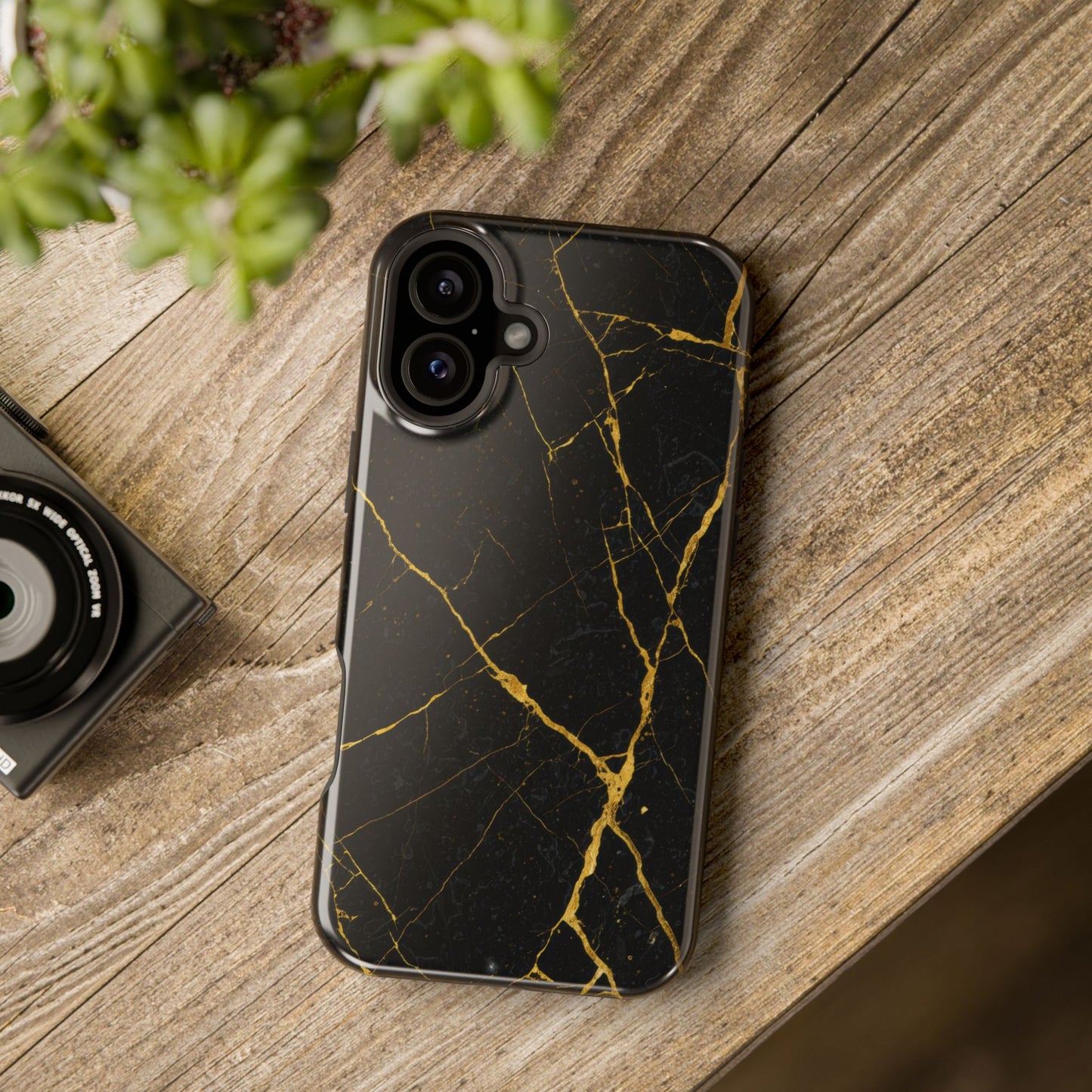 Luxury Black Marble Impact-Resistant iPhone