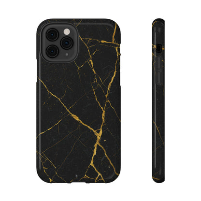 Black Marble with Gold Veins Impact-Resistant iPhone