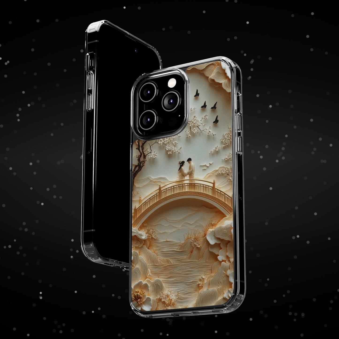 Romantic Couple 3D Effect Clear Cases,  Artistic Protective Cover