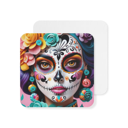 Colorful Sugar Skull Coasters, Party Drink Coasters, Day of the Dead Decor