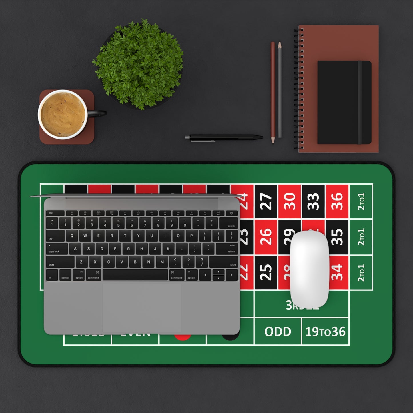 European Roulette Desk Mat — Casino-Themed Gaming/Office Mat