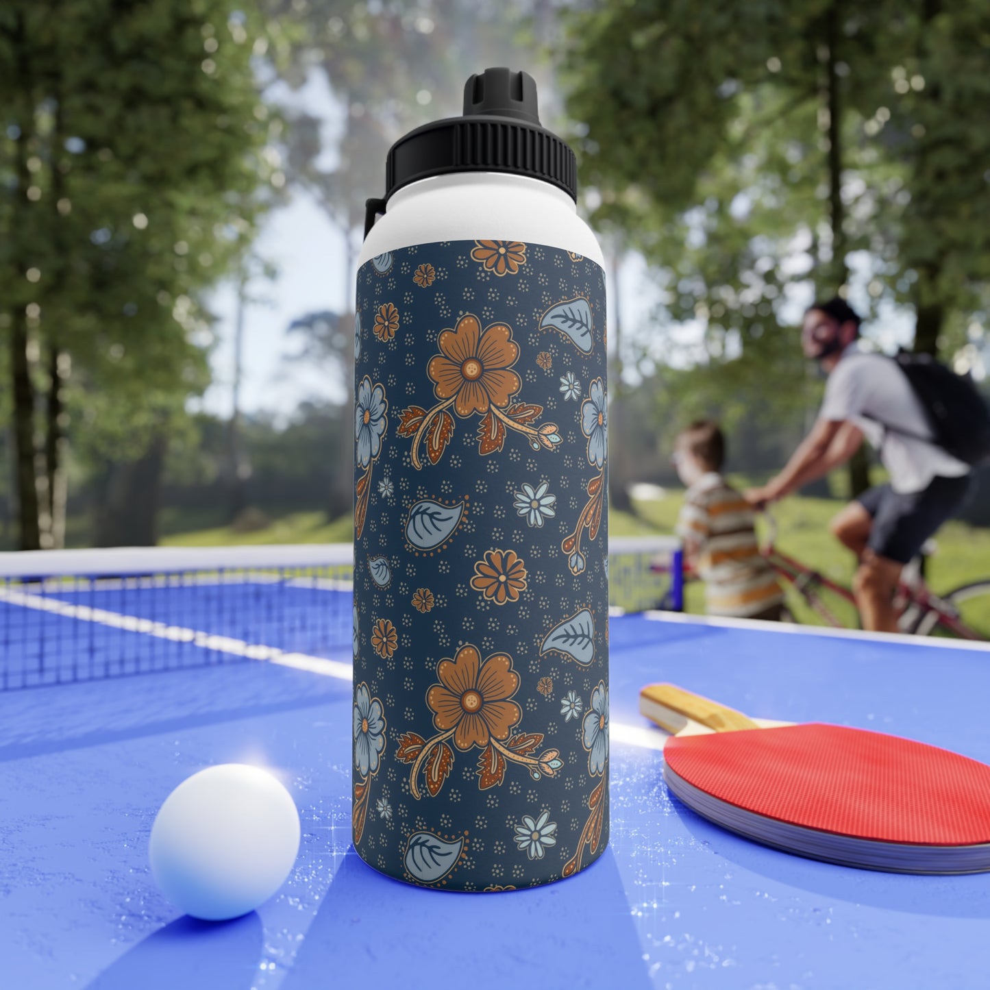 Timeless Elegance Stainless Steel Water Bottle, Sports Lid / Dark Blue