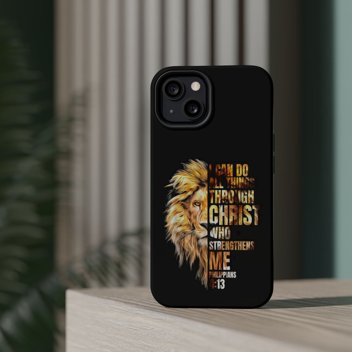 Inspirational Lion Magnetic iPhone Case, Strength & Faith, Christian Accessories