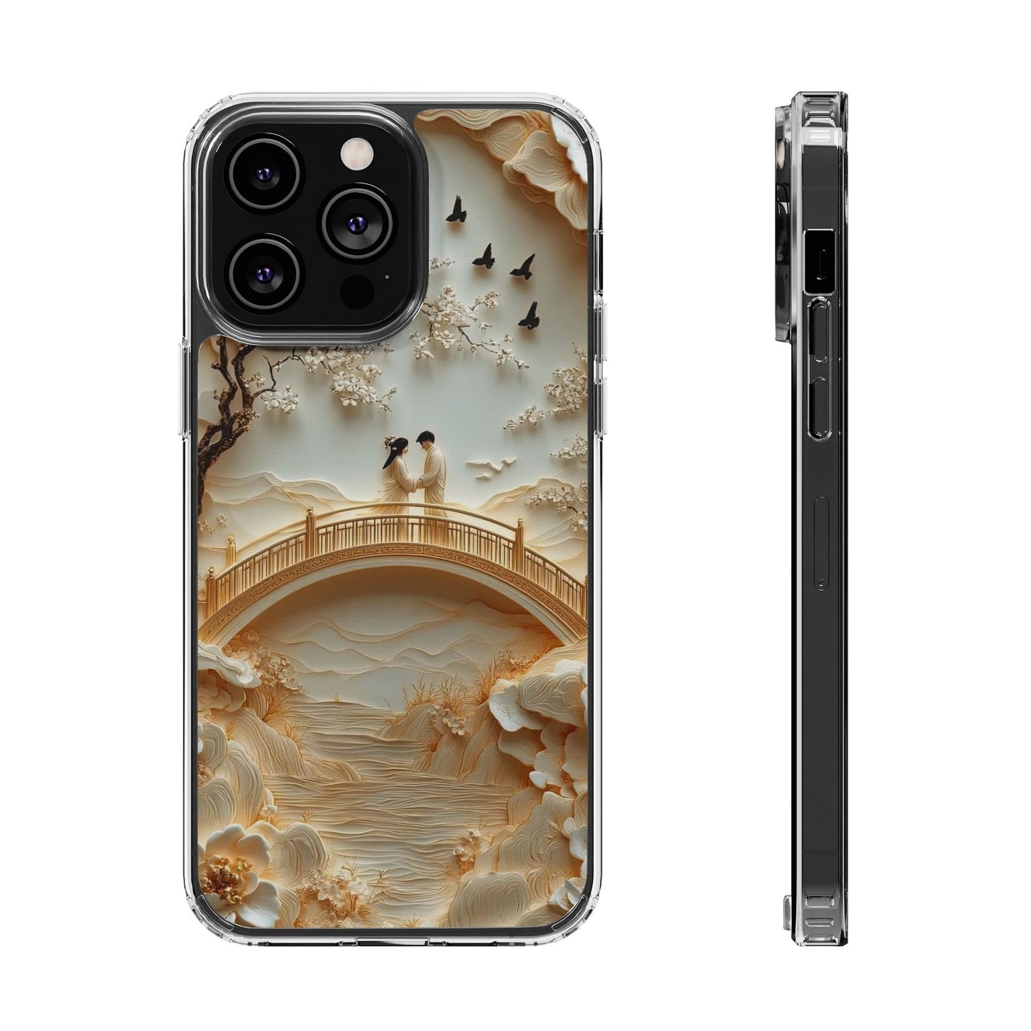 Romantic Couple 3D Effect Clear Cases,  Artistic Protective Cover