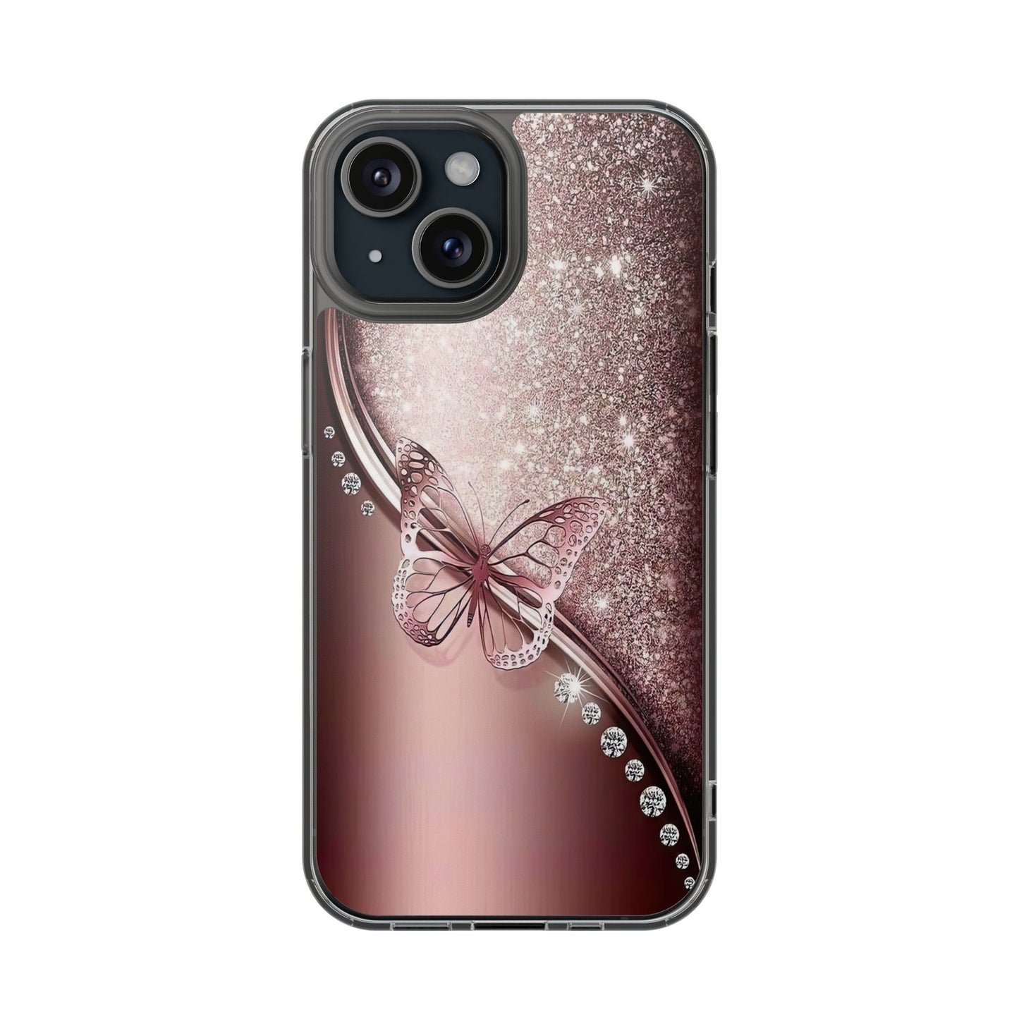 Elegant Butterfly Clear Case, Stylish Transparent Protective Cover for Women