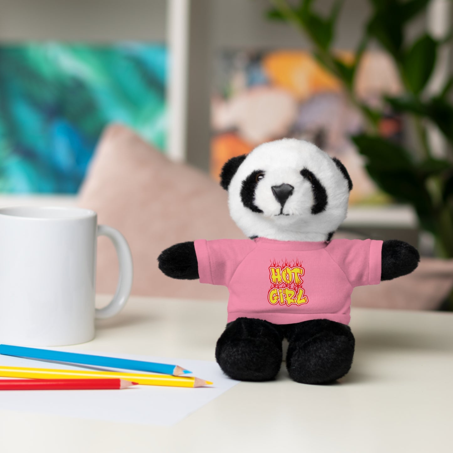 Cute Plush Animal with Hot Girl Tee for Birthdays, Baby Showers, Children, Gifts