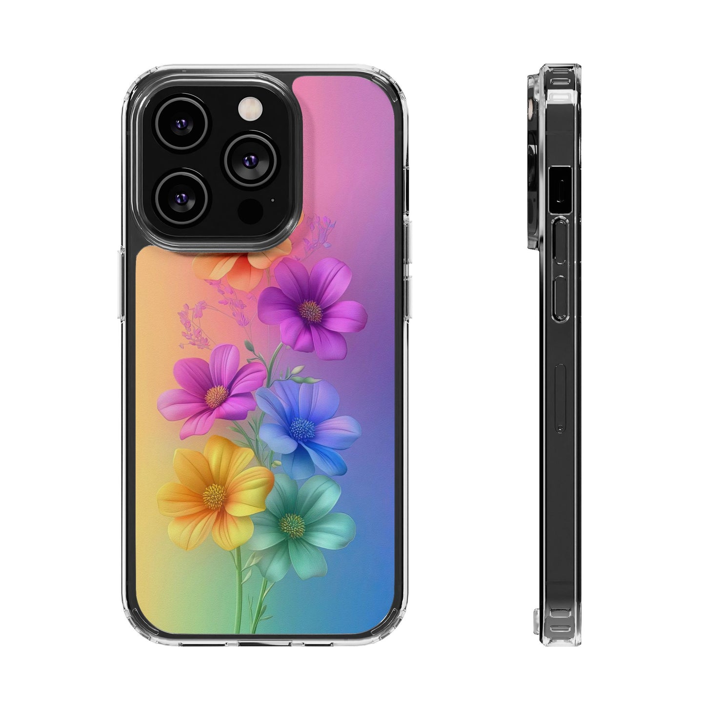 Floral Clear Phone Case – Colorful Flower Design