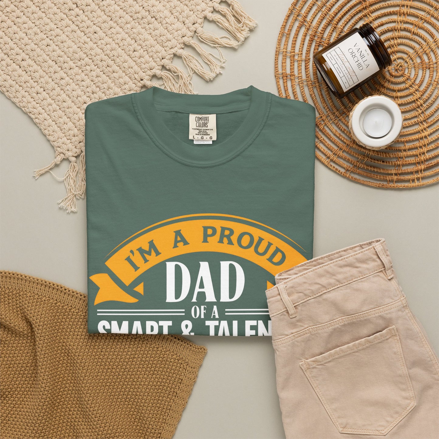 Proud Dad of a daughter T-Shirt - Garment-Dyed Tee for Father's Day