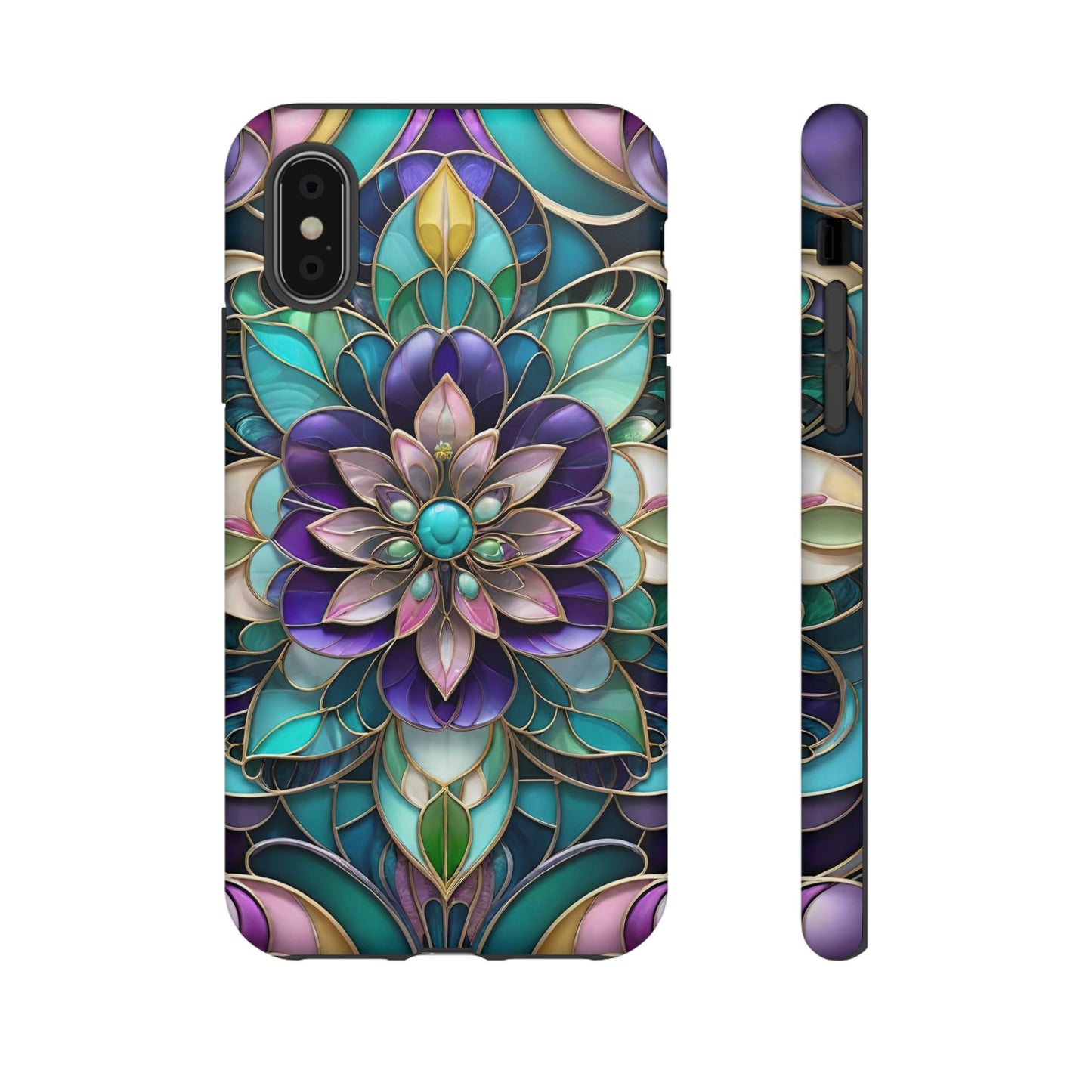Floral Stained Glass Tough Phone Case -Stylish Protection for Your Device