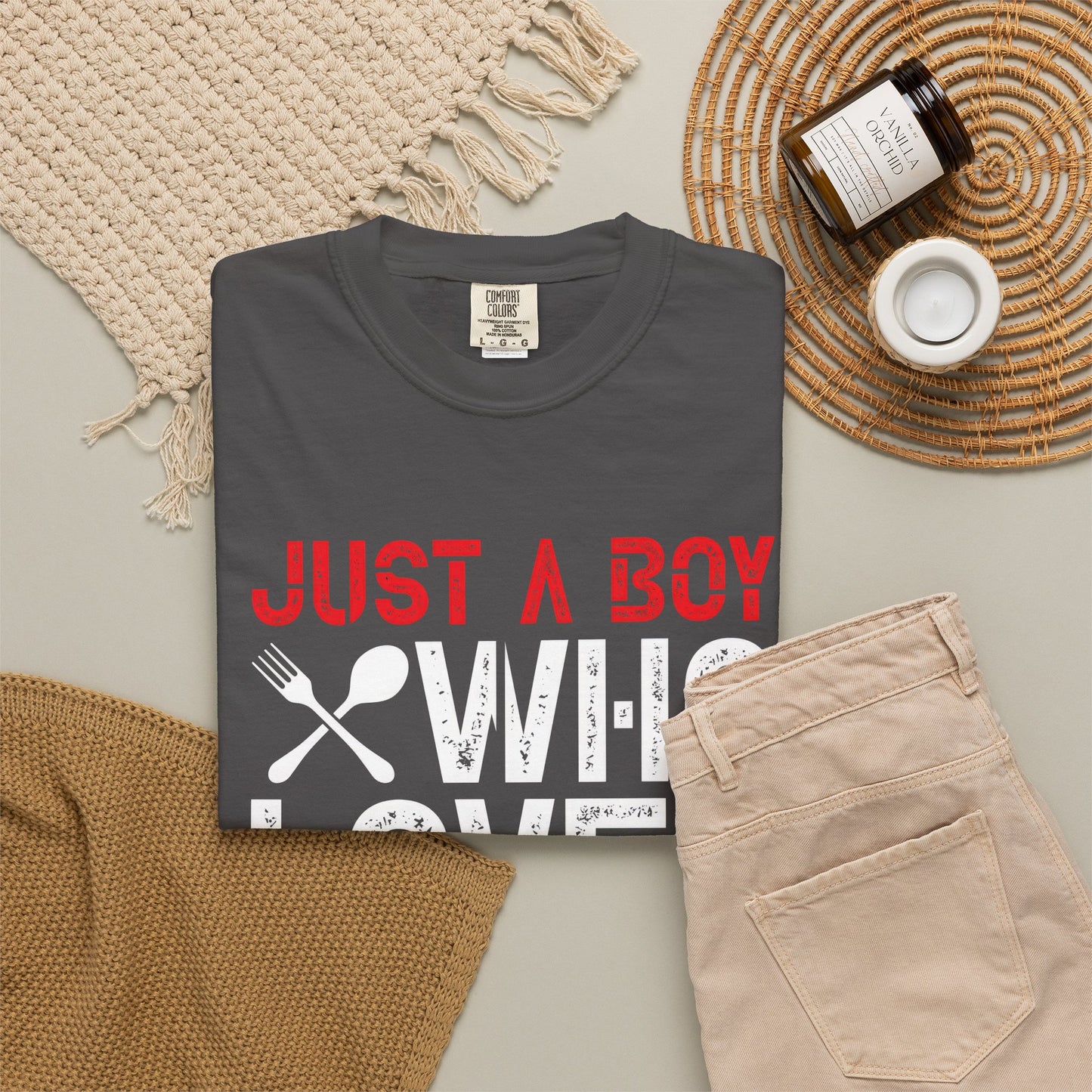Just a Boy Who Loves Cooking T-Shirt - Unisex Garment-Dyed Tee