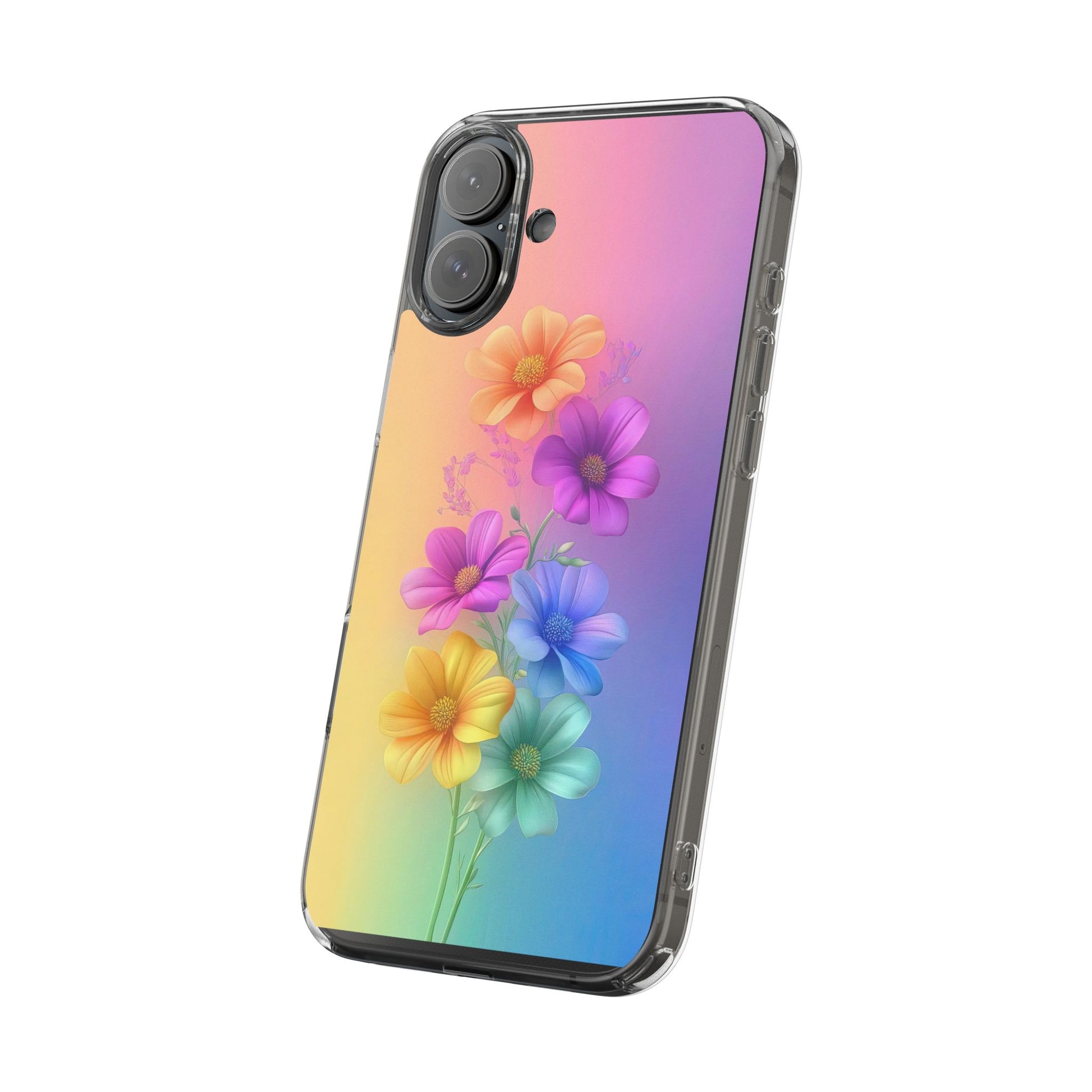 Floral Clear Phone Case – Colorful Flower Design