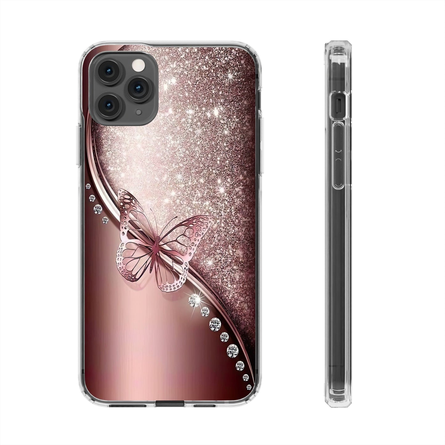 Elegant Butterfly Clear Case, Stylish Transparent Protective Cover for Women