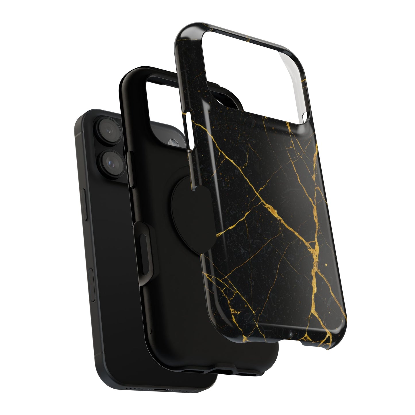 Luxury Black Marble Impact-Resistant iPhone