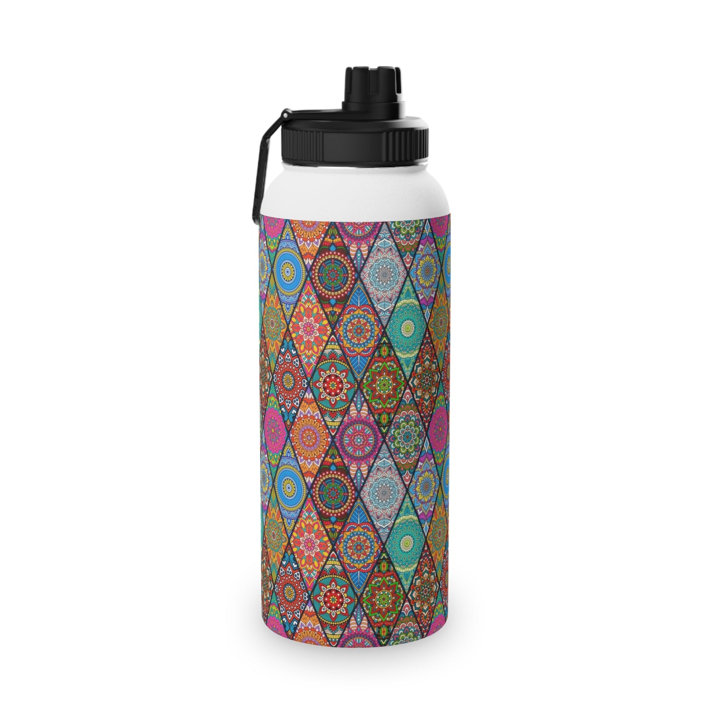 Mandala Argyle Stainless Steel Water Bottle, Sports Lid