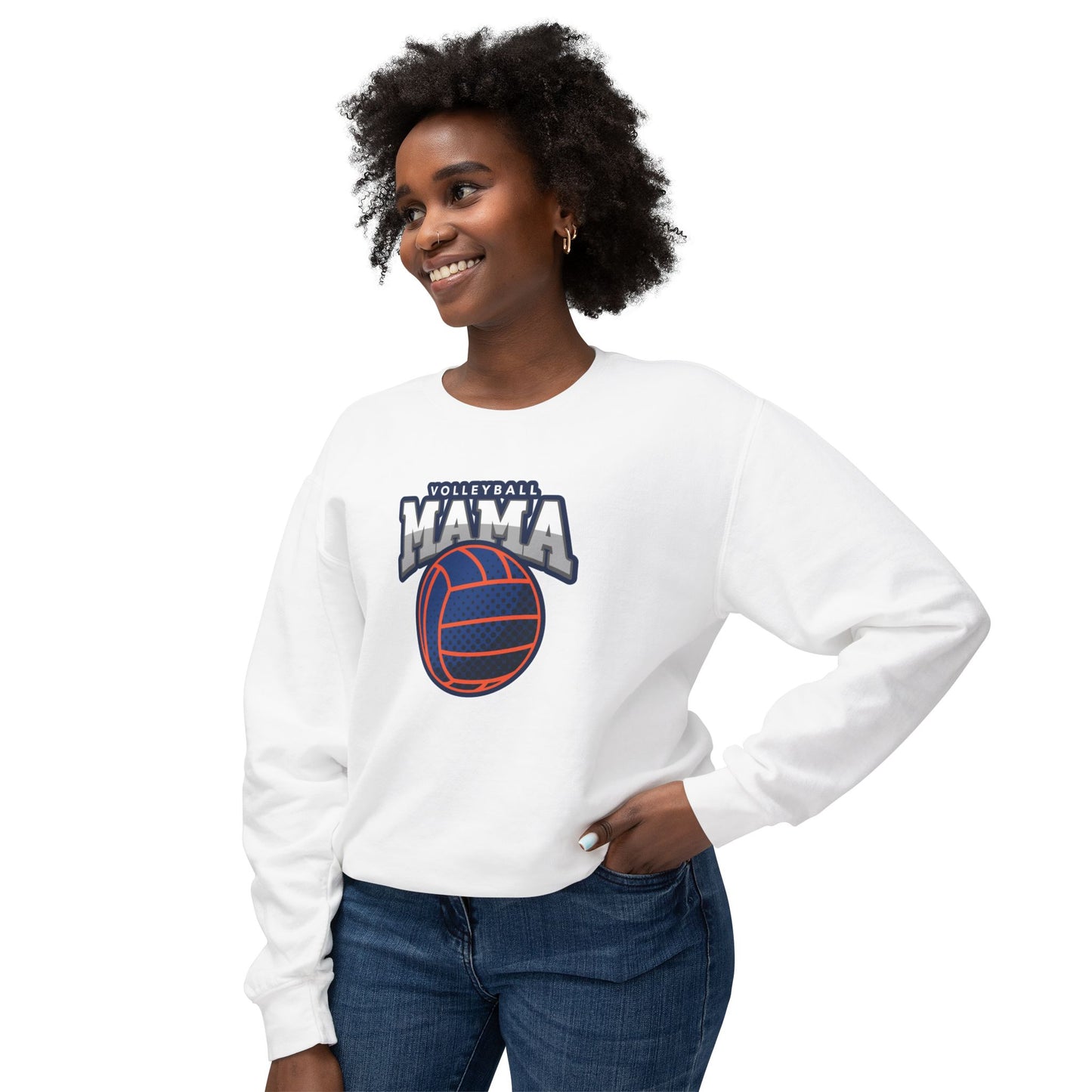 Volleyball Mama Unisex Lightweight Crewneck Sweatshirt