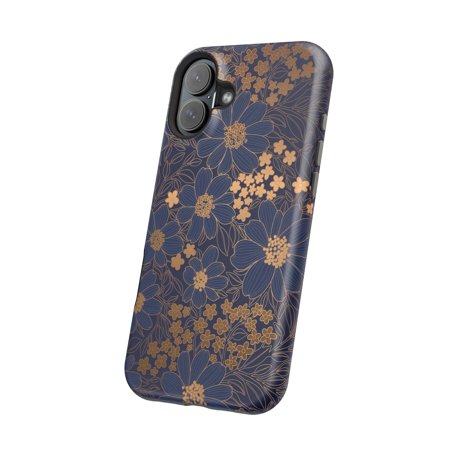 Luxury Serial Magnetic Phone Case, Golden Floral