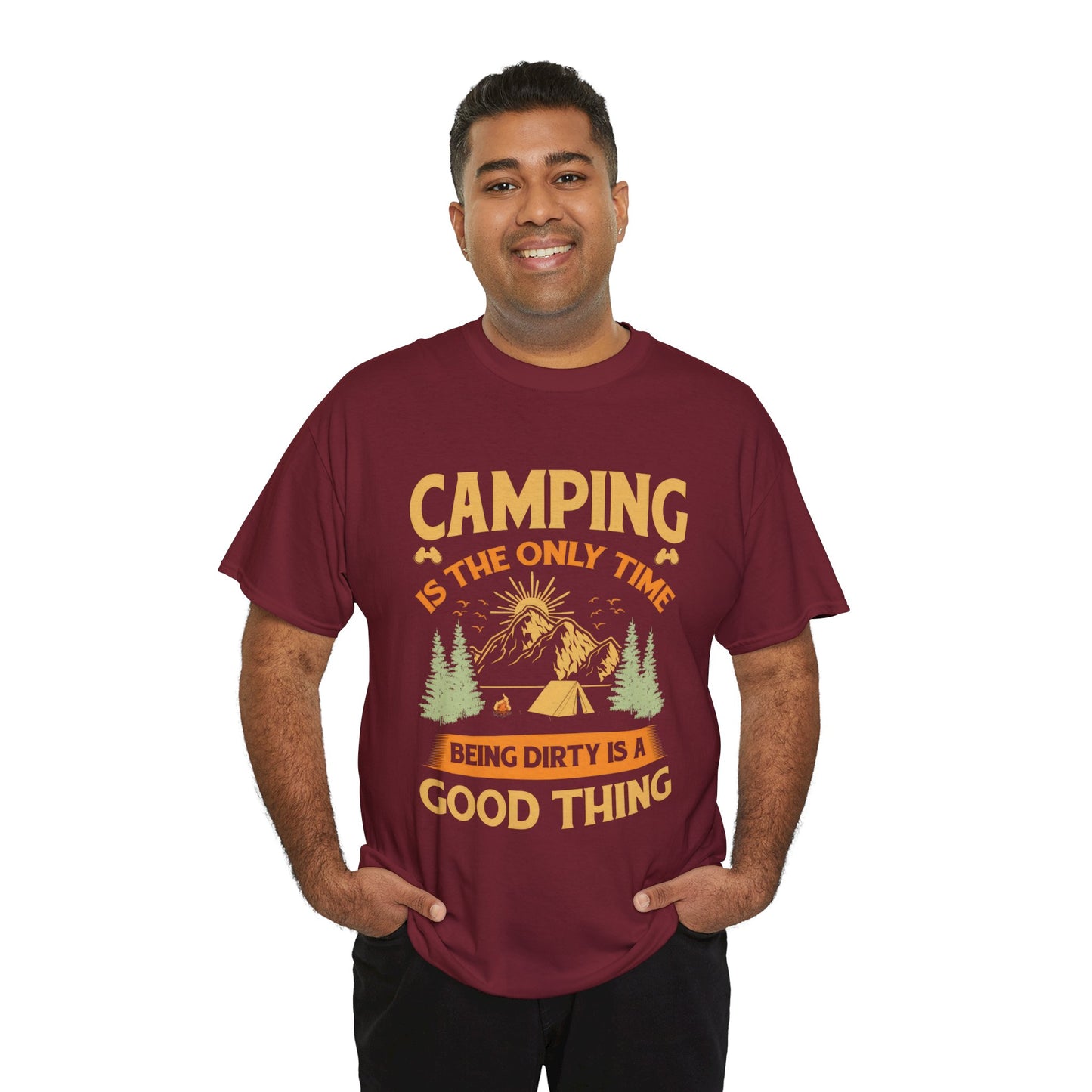 Camping Vibes Unisex Heavy Cotton Tee - "Being Dirty is a Good Thing"