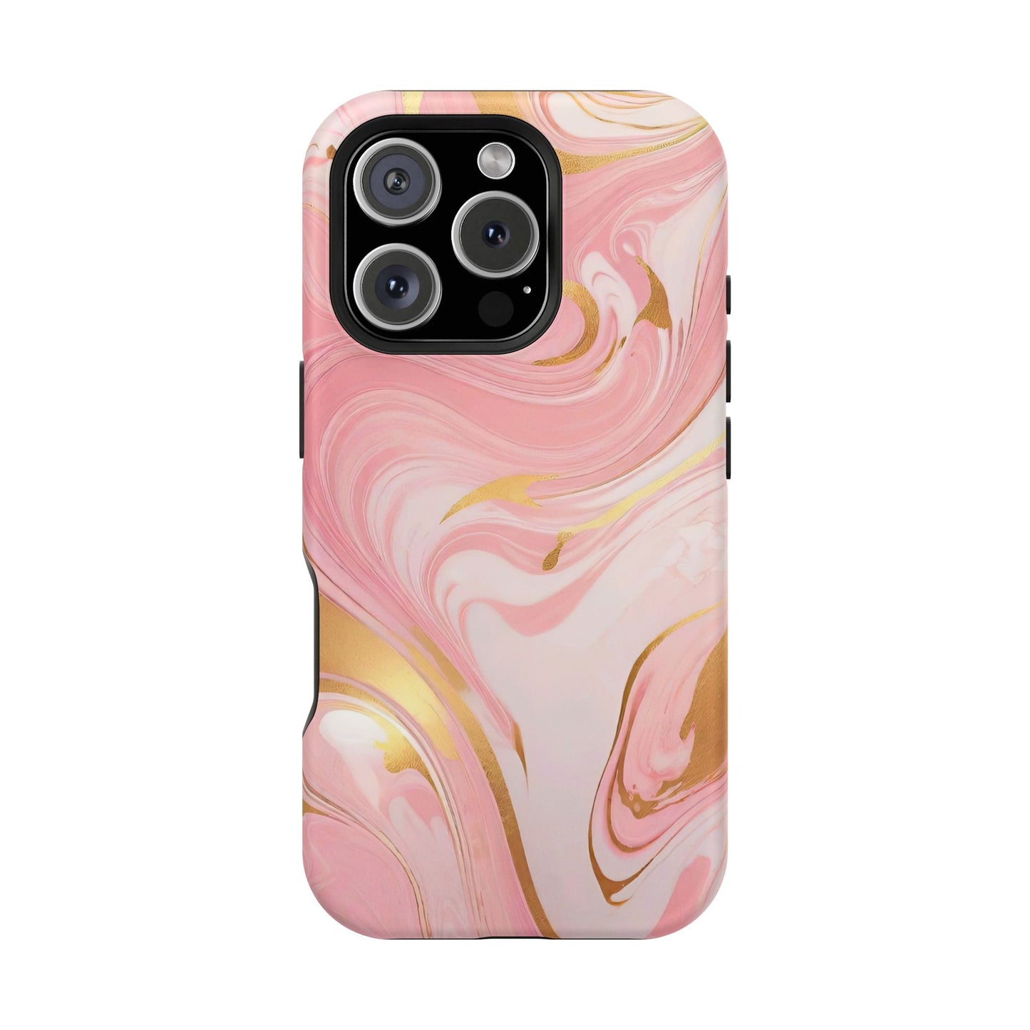 Stylish Magnetic Phone Case, Pink Marble Protective Cover