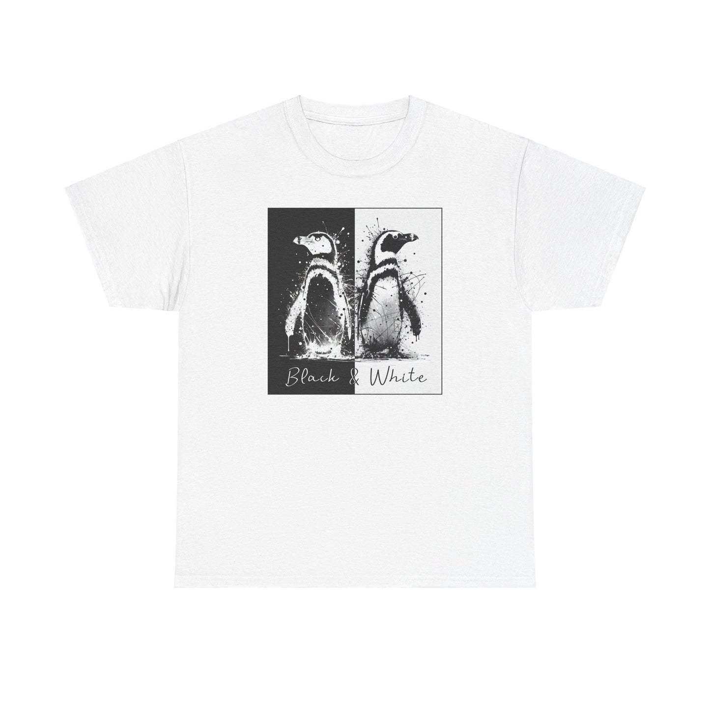 Black & White Penguins Unisex Heavy Cotton Tee